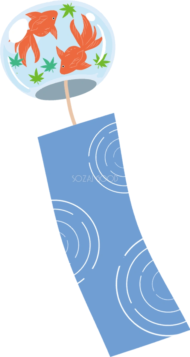 風鈴 金魚 紅葉 イラスト無料 フリー90289