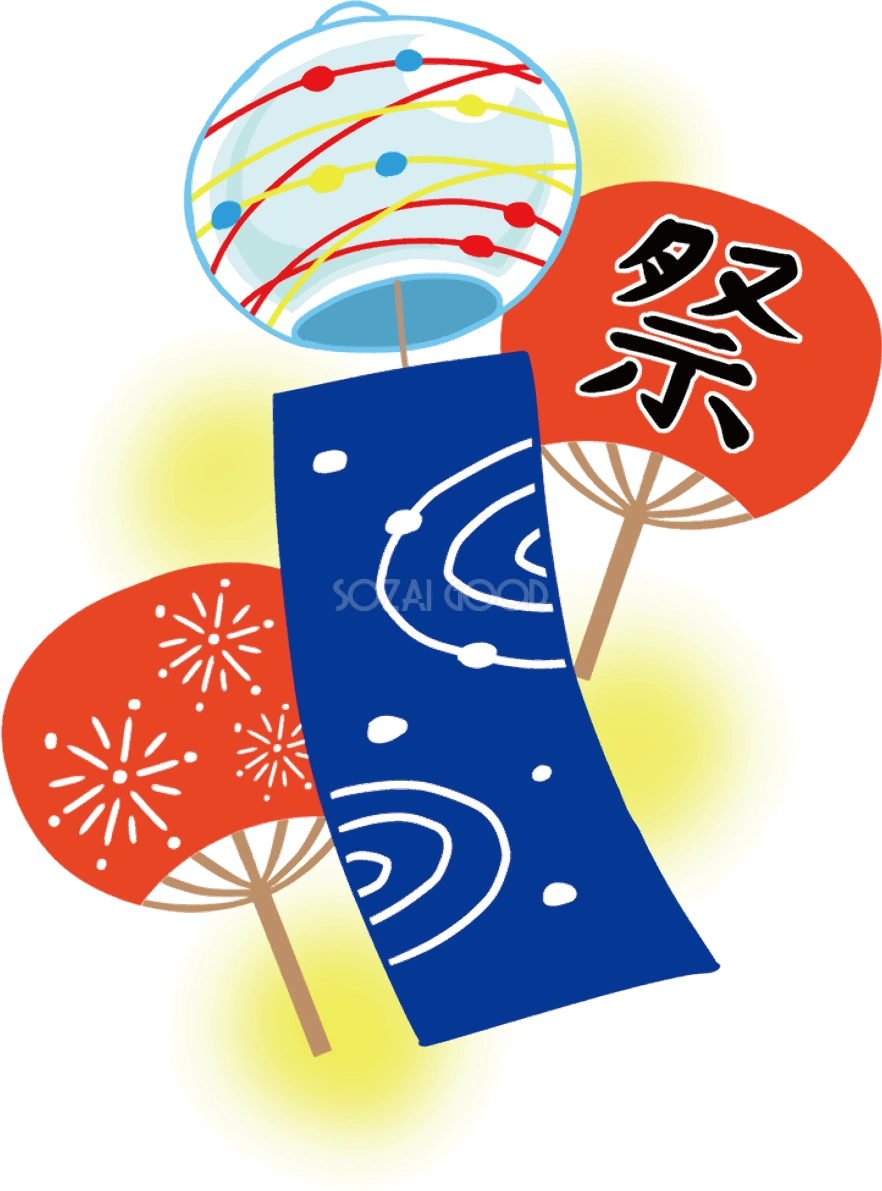 風鈴 祭り うちわ イラスト無料 フリー90291