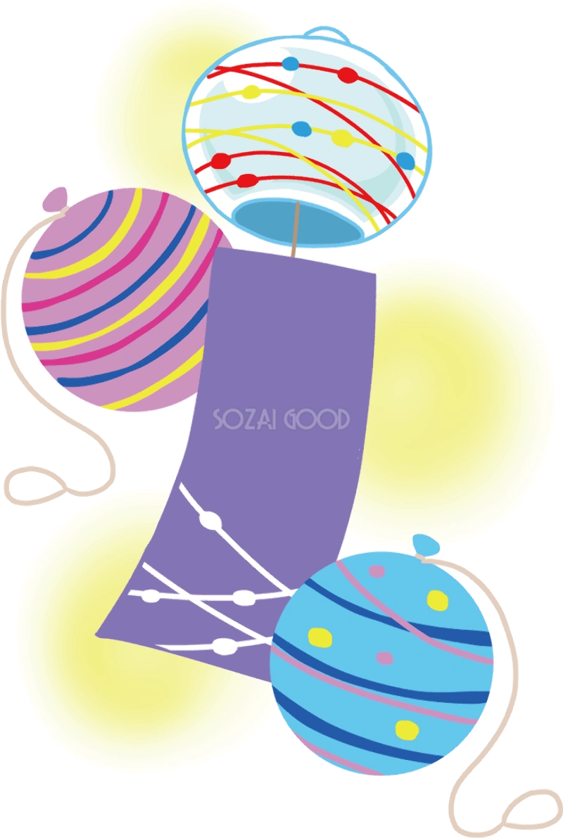 風鈴 祭り ヨーヨー イラスト無料 フリー90293