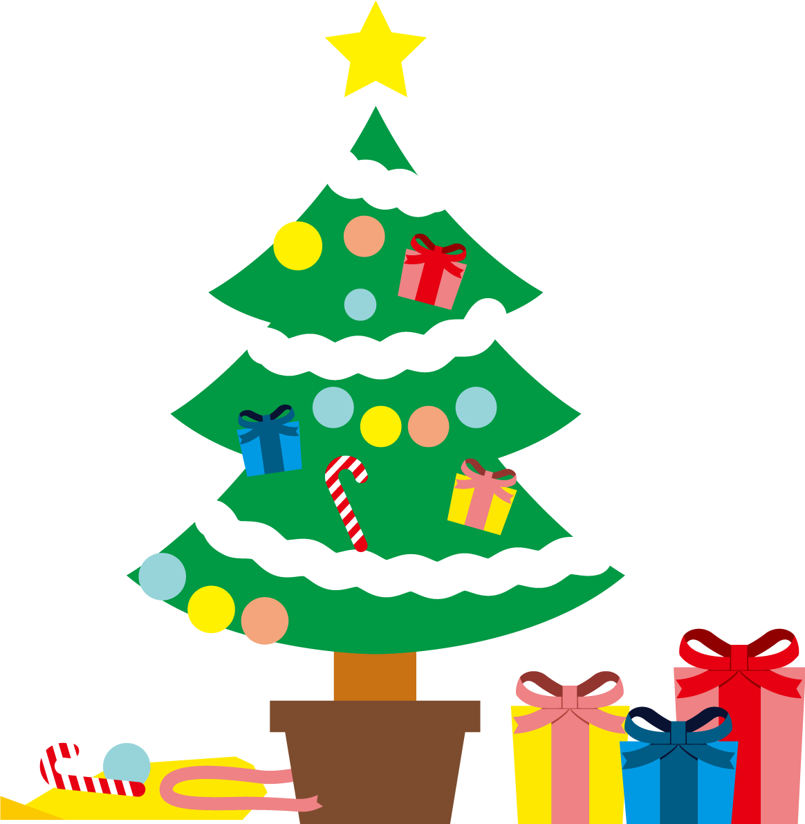 クリスマス ツリー 飾り かわいい イラスト無料 フリー90326に写真・文字を入れる