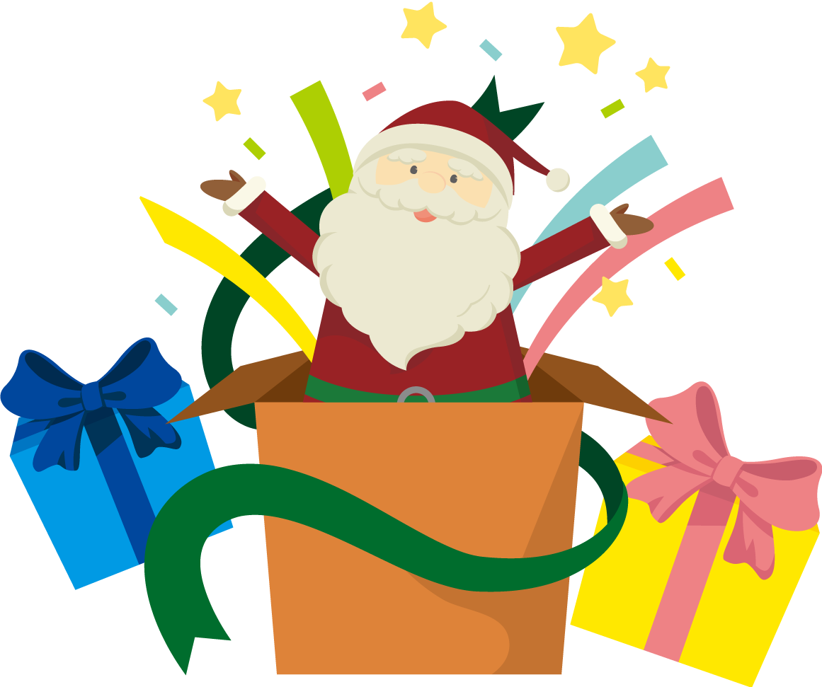 クリスマス プレゼント サンタクロース イラスト無料 フリー90330に写真・文字を入れる