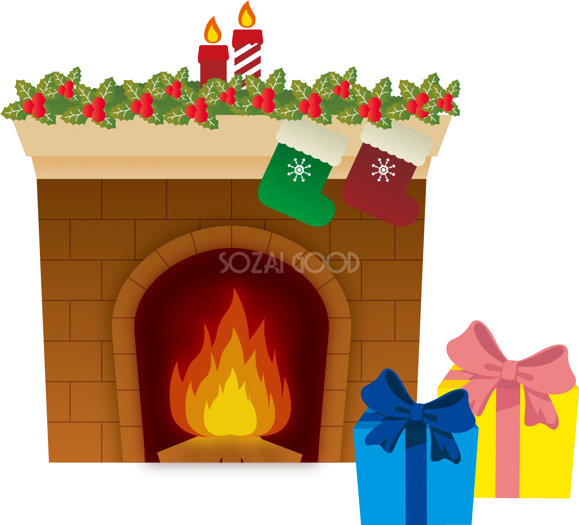 クリスマス 暖炉 イラスト無料 フリー90346
