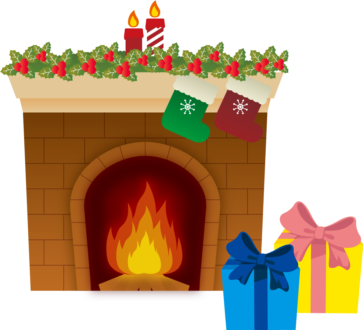 クリスマス 暖炉 イラスト無料 フリー90346に写真・文字を入れる