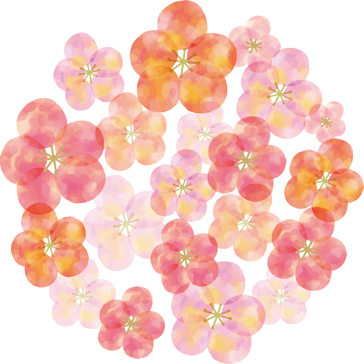 梅の花 おしゃれ イラスト無料 フリー90358に写真・文字を入れる