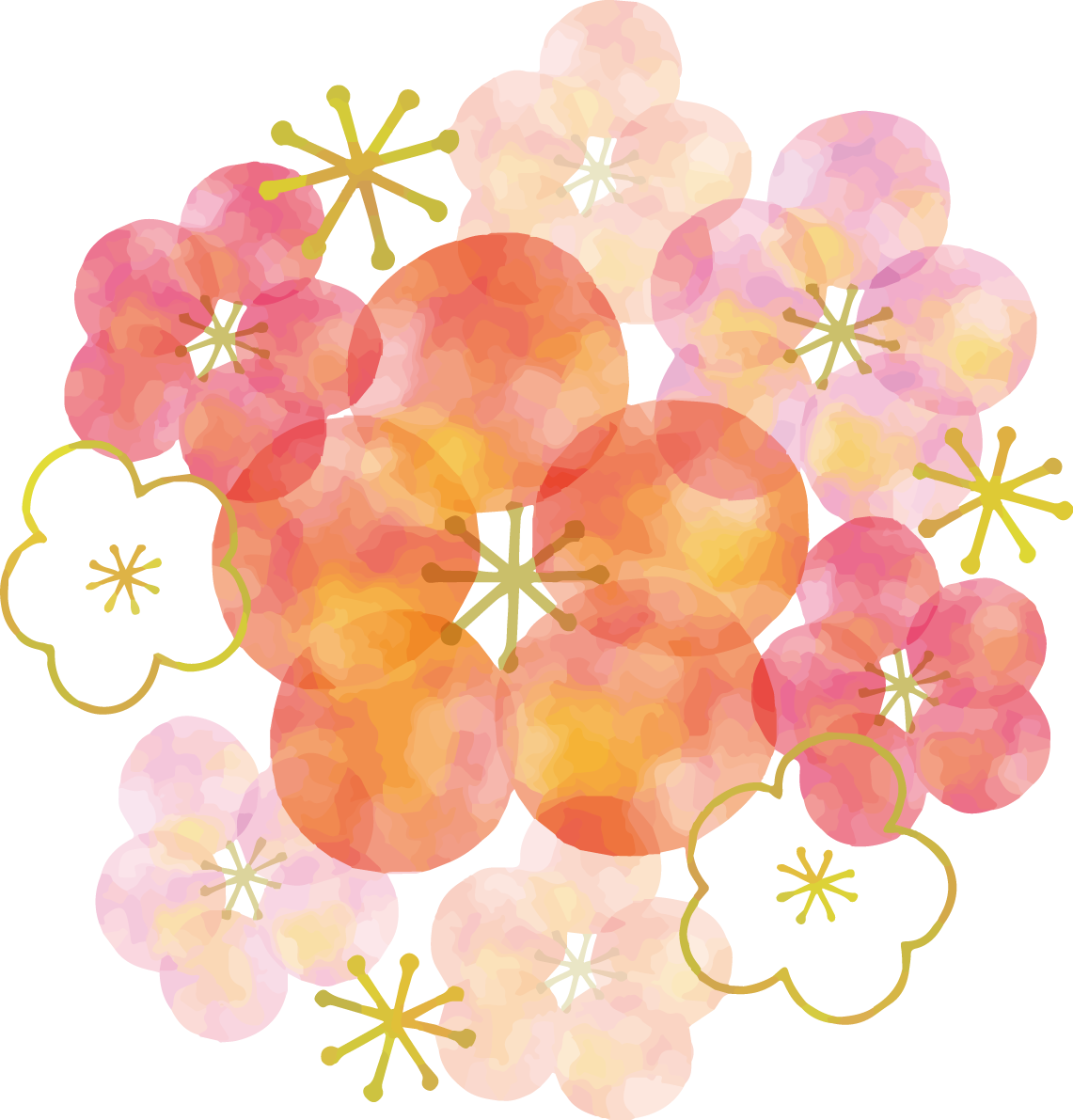 梅の花 おしゃれ イラスト無料 フリー90359に写真・文字を入れる