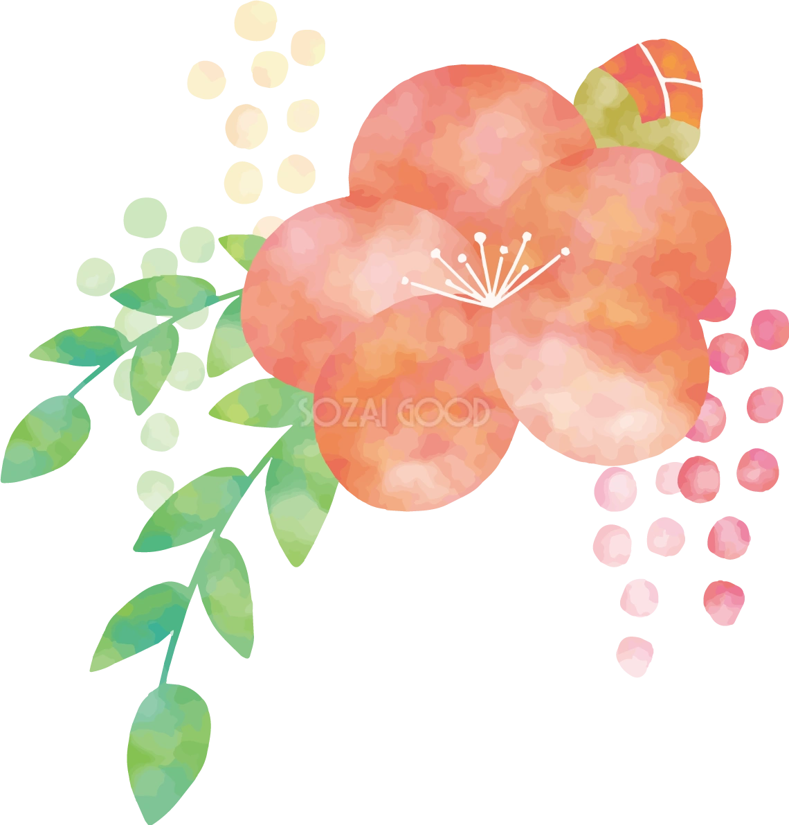 梅の花 おしゃれ イラスト無料 フリー90361
