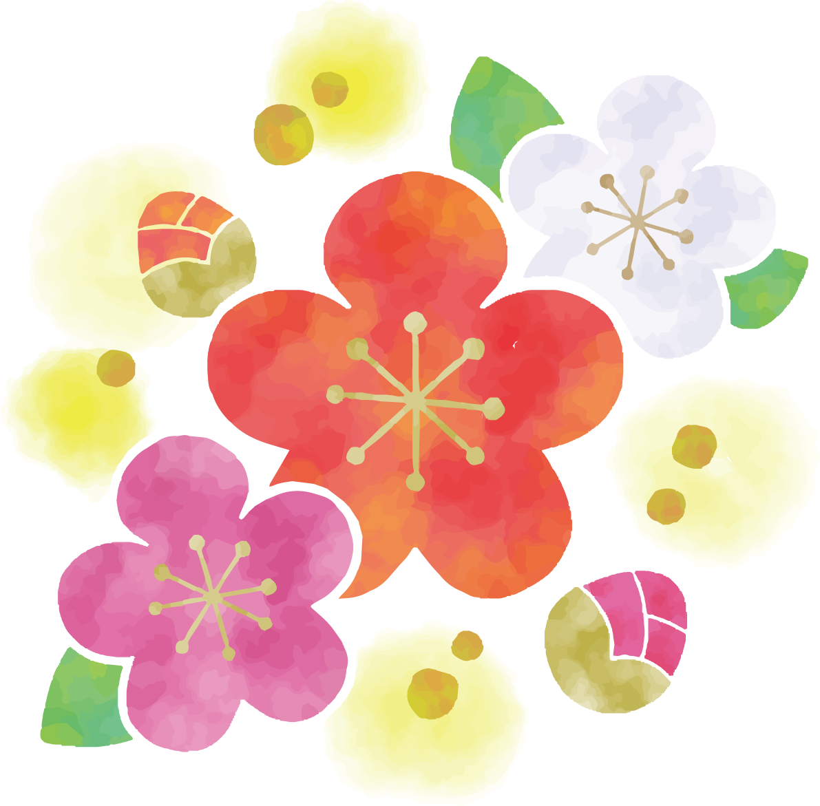 梅の花 おしゃれ イラスト無料 フリー90362に写真・文字を入れる