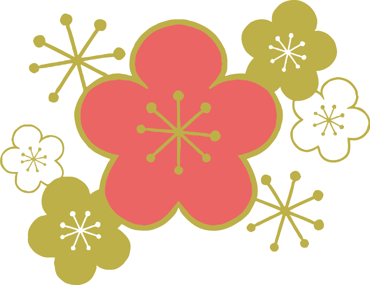 梅の花 かわいい イラスト無料 フリー90365に写真・文字を入れる
