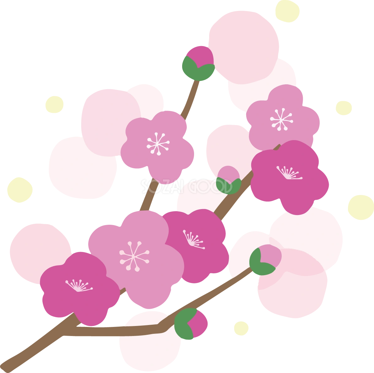 梅の花 かわいい イラスト無料 フリー90366
