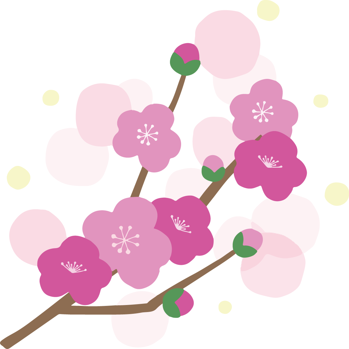 梅の花 かわいい イラスト無料 フリー90366に写真・文字を入れる
