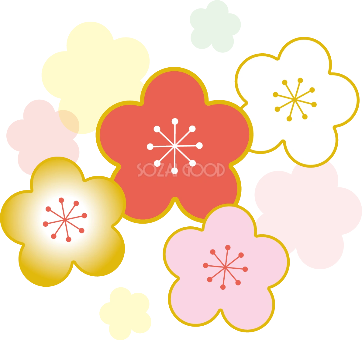 梅の花 かわいい イラスト無料 フリー90369