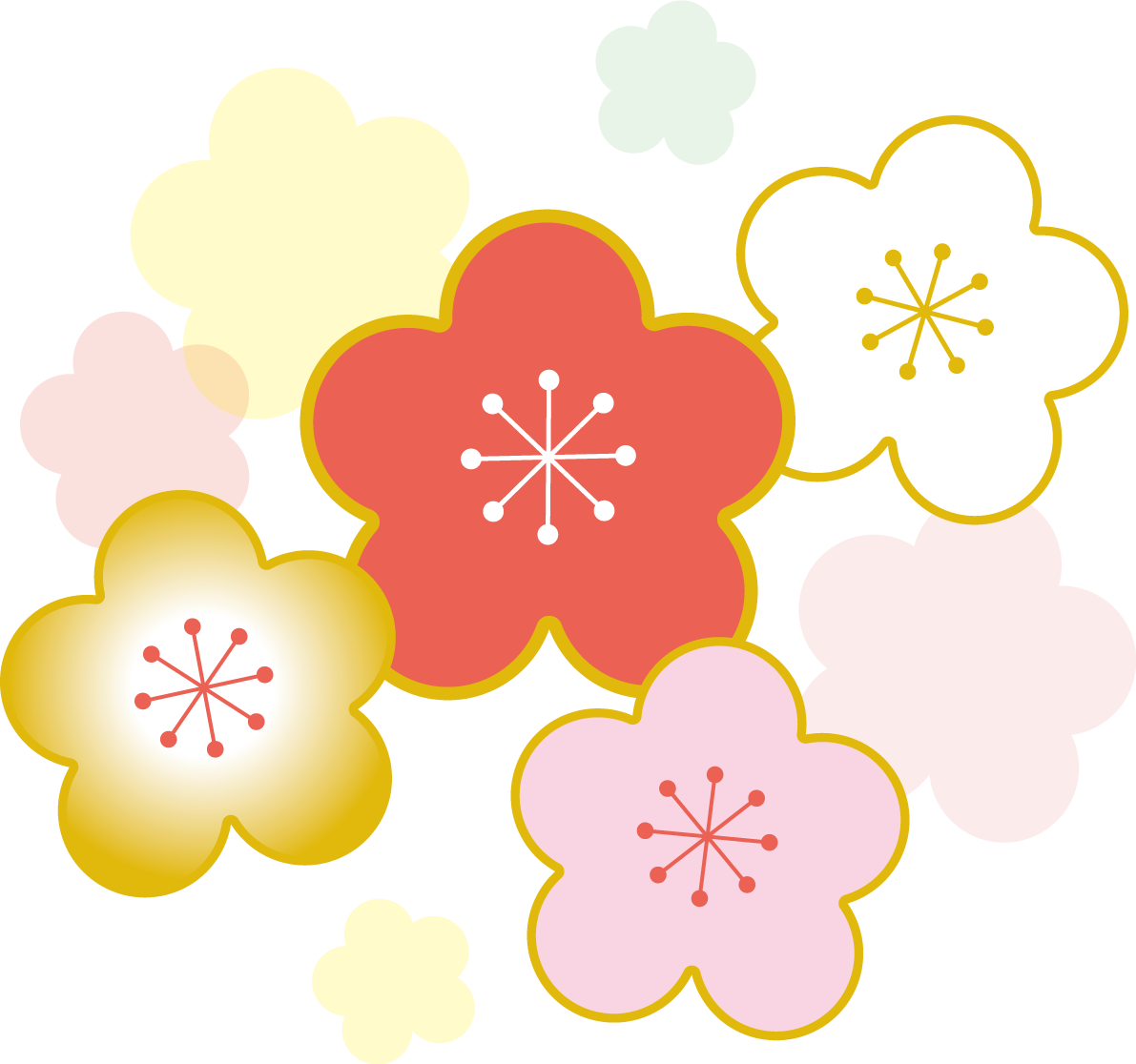 梅の花 かわいい イラスト無料 フリー90369に写真・文字を入れる