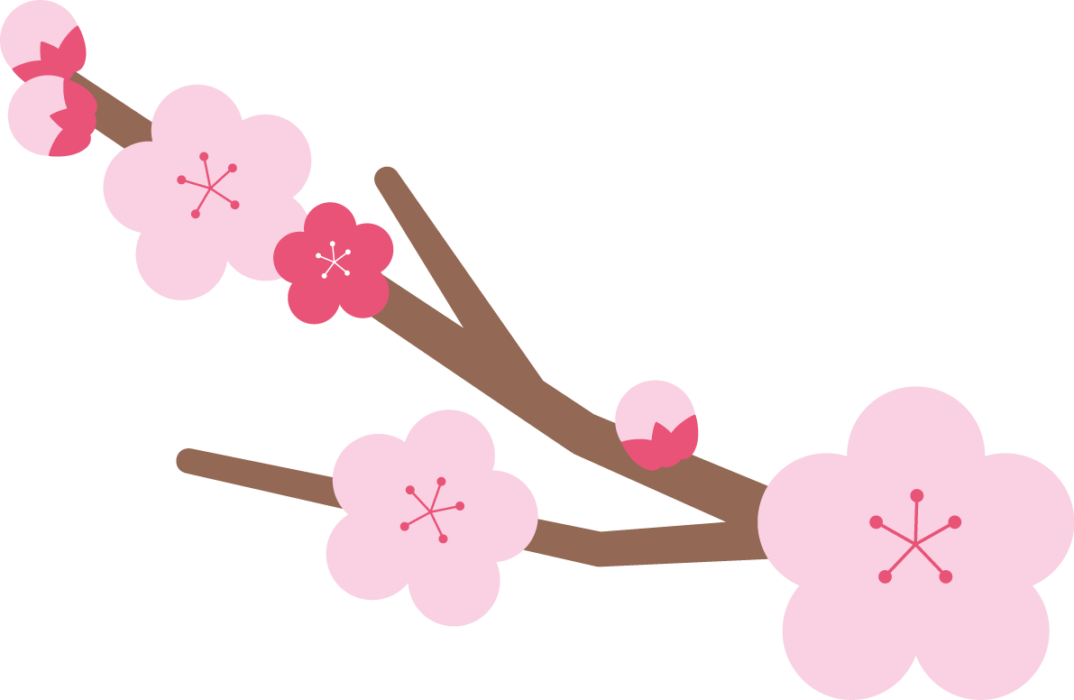 梅の花 かわいい イラスト無料 フリー90372に写真・文字を入れる