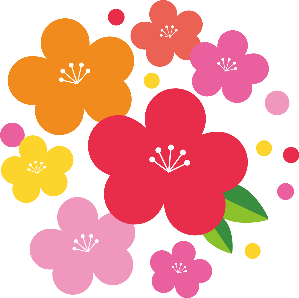 梅の花 かわいい イラスト無料 フリー90374に写真・文字を入れる