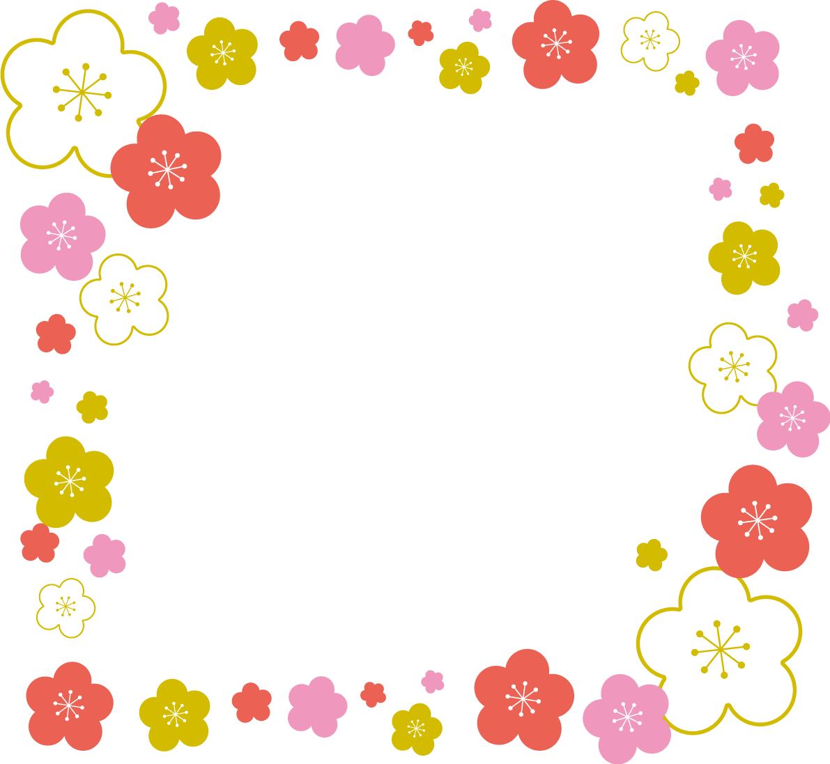 梅の花 フレーム枠 イラスト無料 フリー90377に写真・文字を入れる