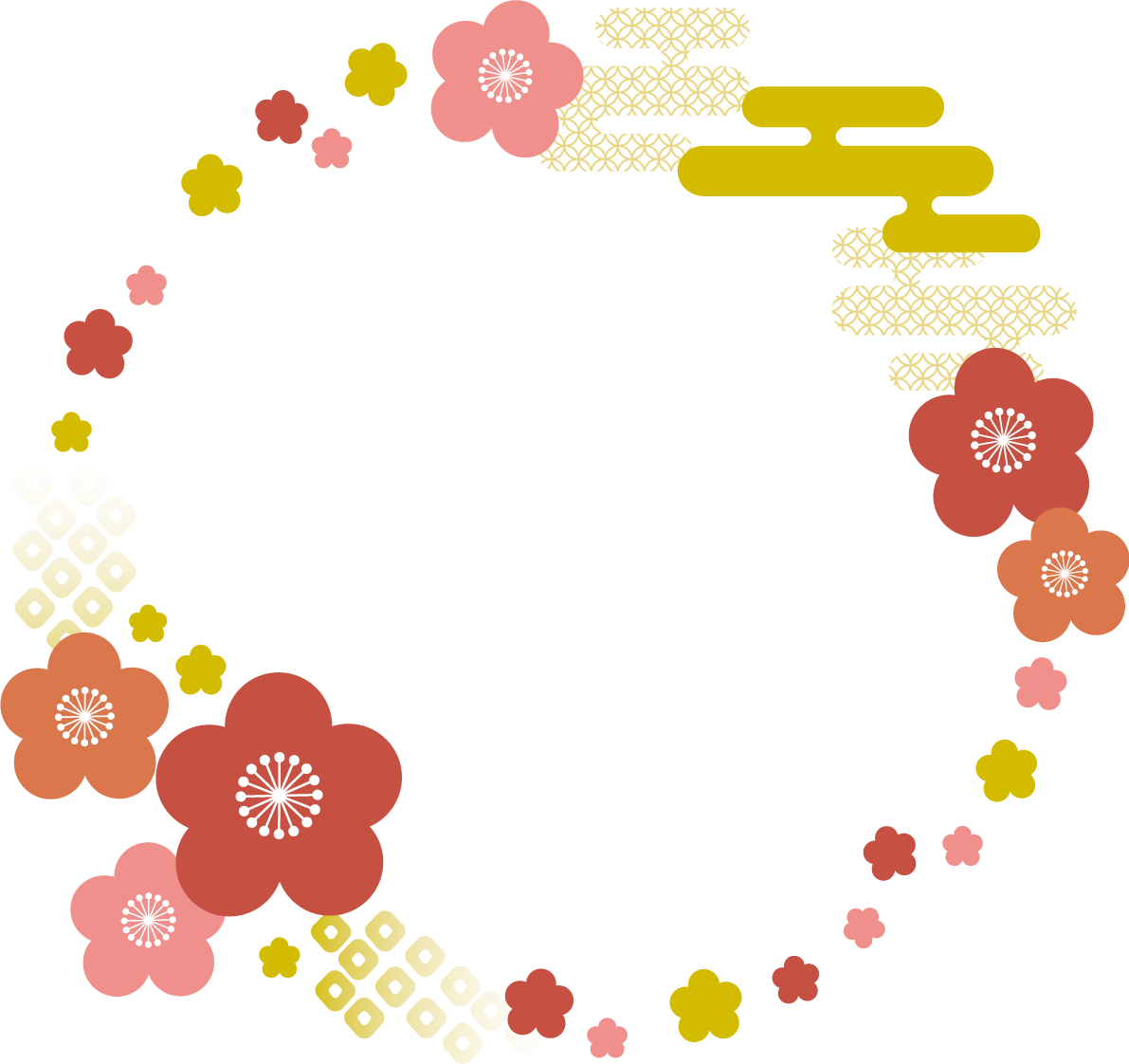 梅の花 フレーム枠 イラスト無料 フリー90378に写真・文字を入れる