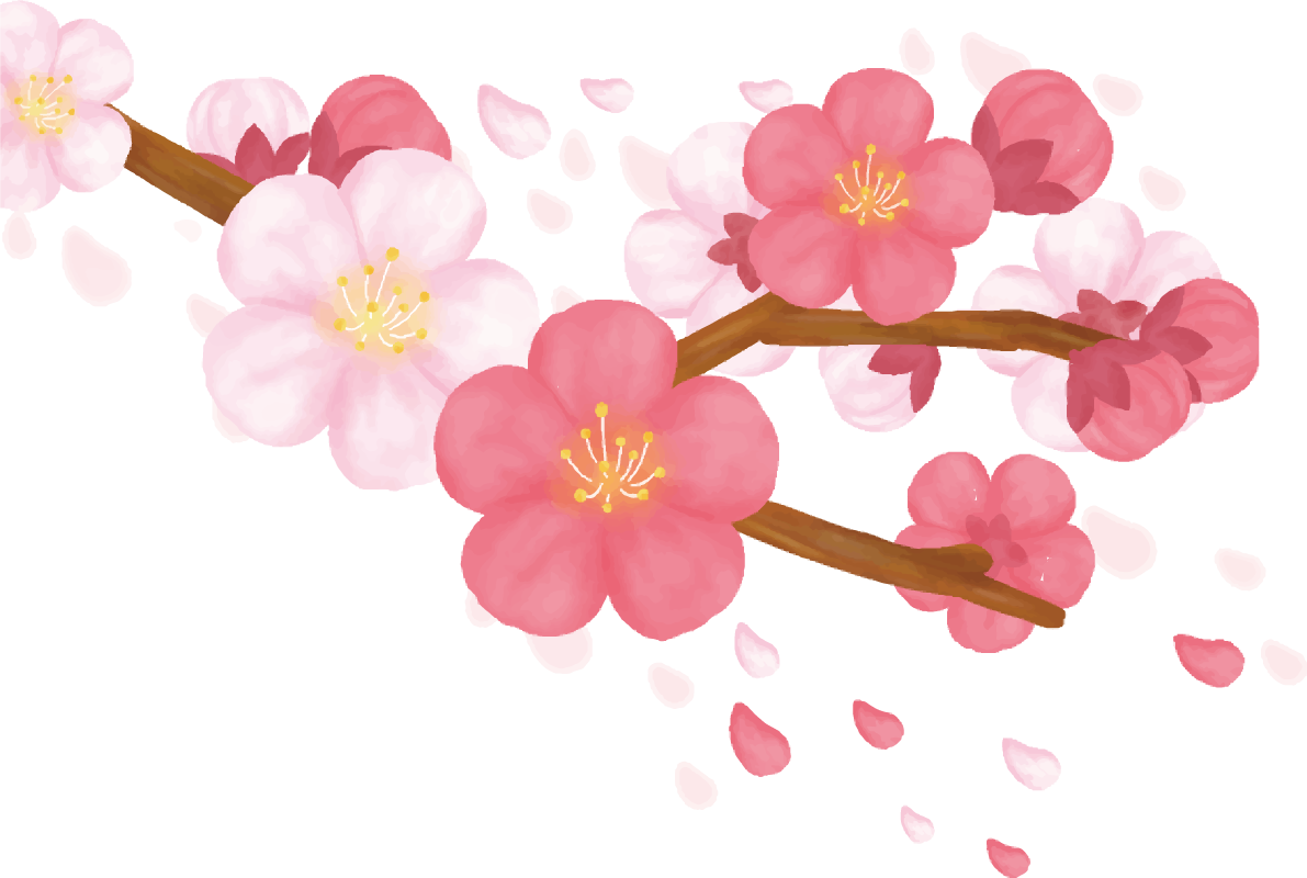 梅の花 リアル おしゃれ イラスト無料 フリー90384に写真・文字を入れる