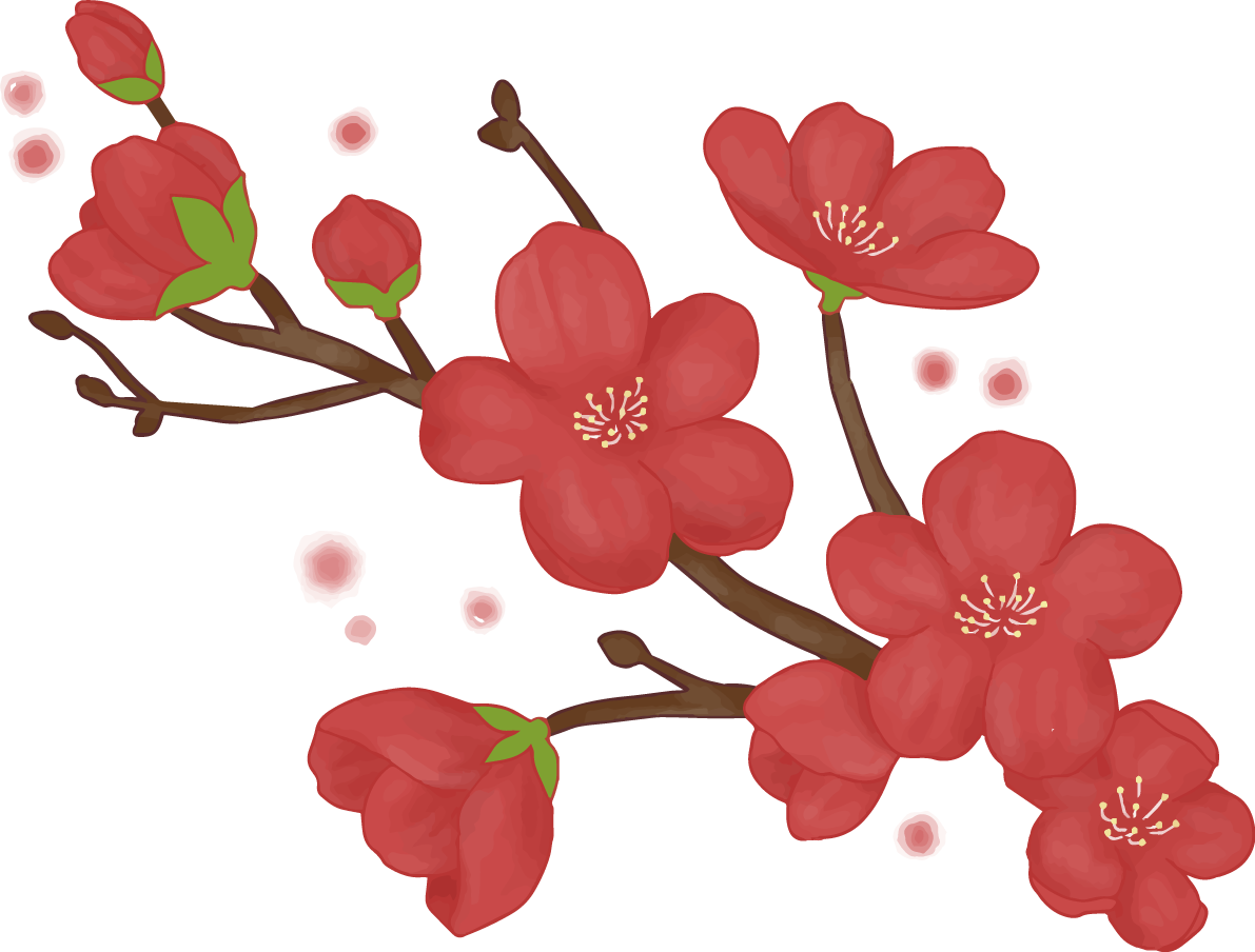 梅の花 リアル おしゃれ イラスト無料 フリー90385に写真・文字を入れる