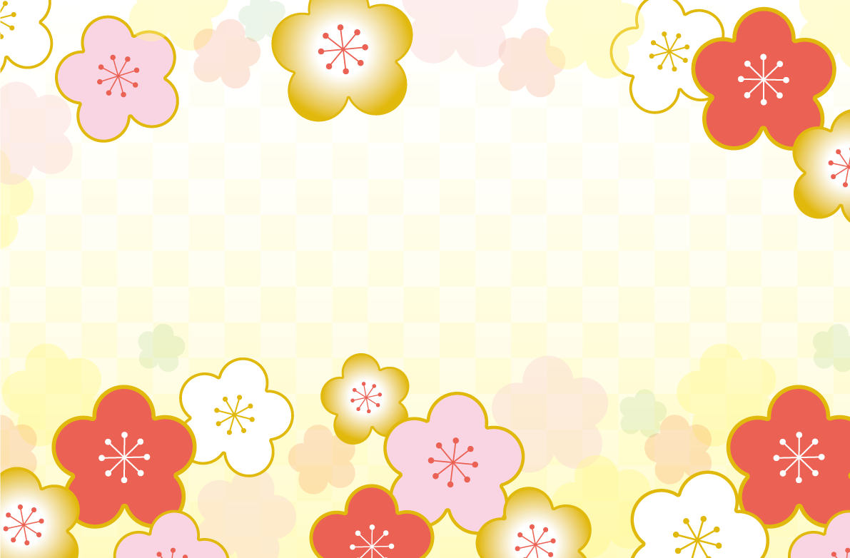 梅の花 背景 フレーム イラスト無料 フリー90387に写真・文字を入れる