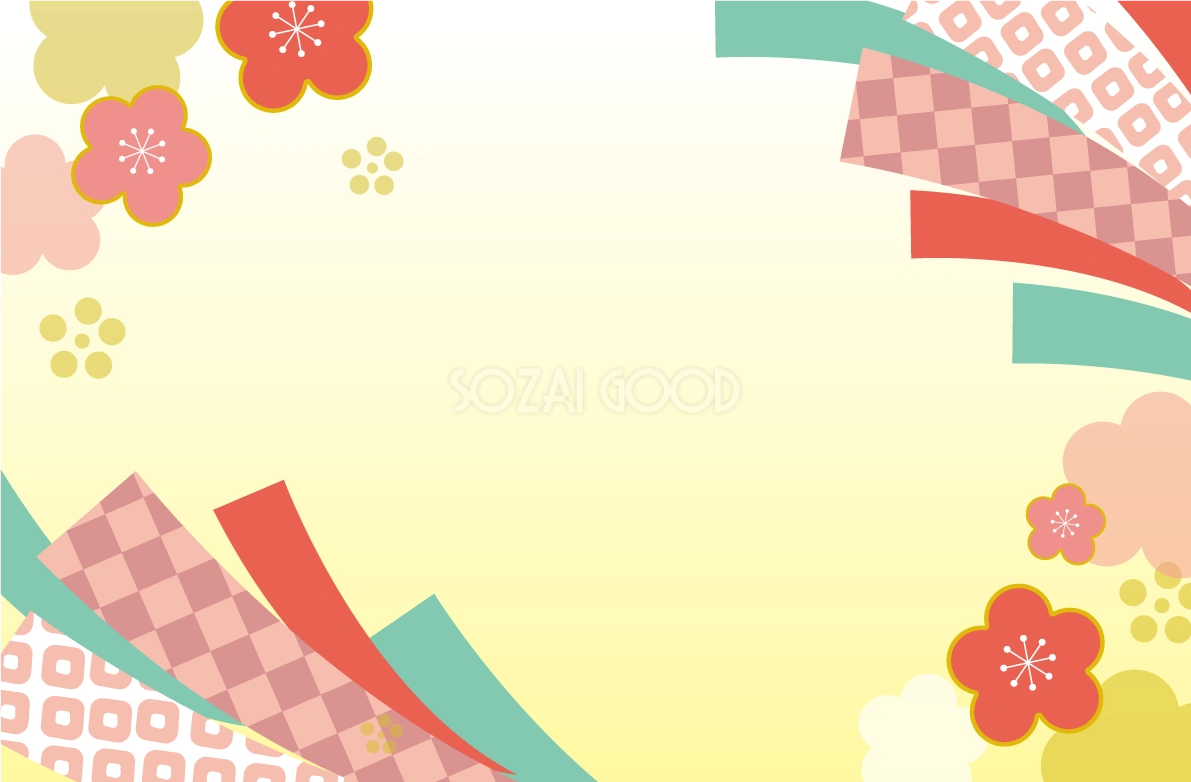 梅の花 背景 フレーム イラスト無料 フリー90392