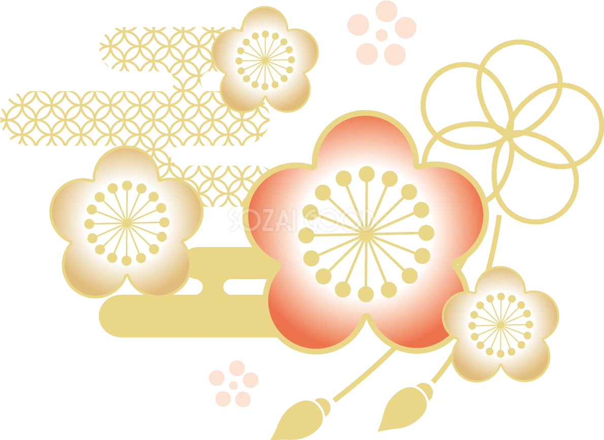 梅の花 和風 イラスト無料 フリー90396