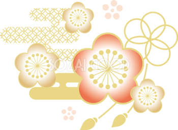 梅の花 和風 イラスト無料 フリー90396