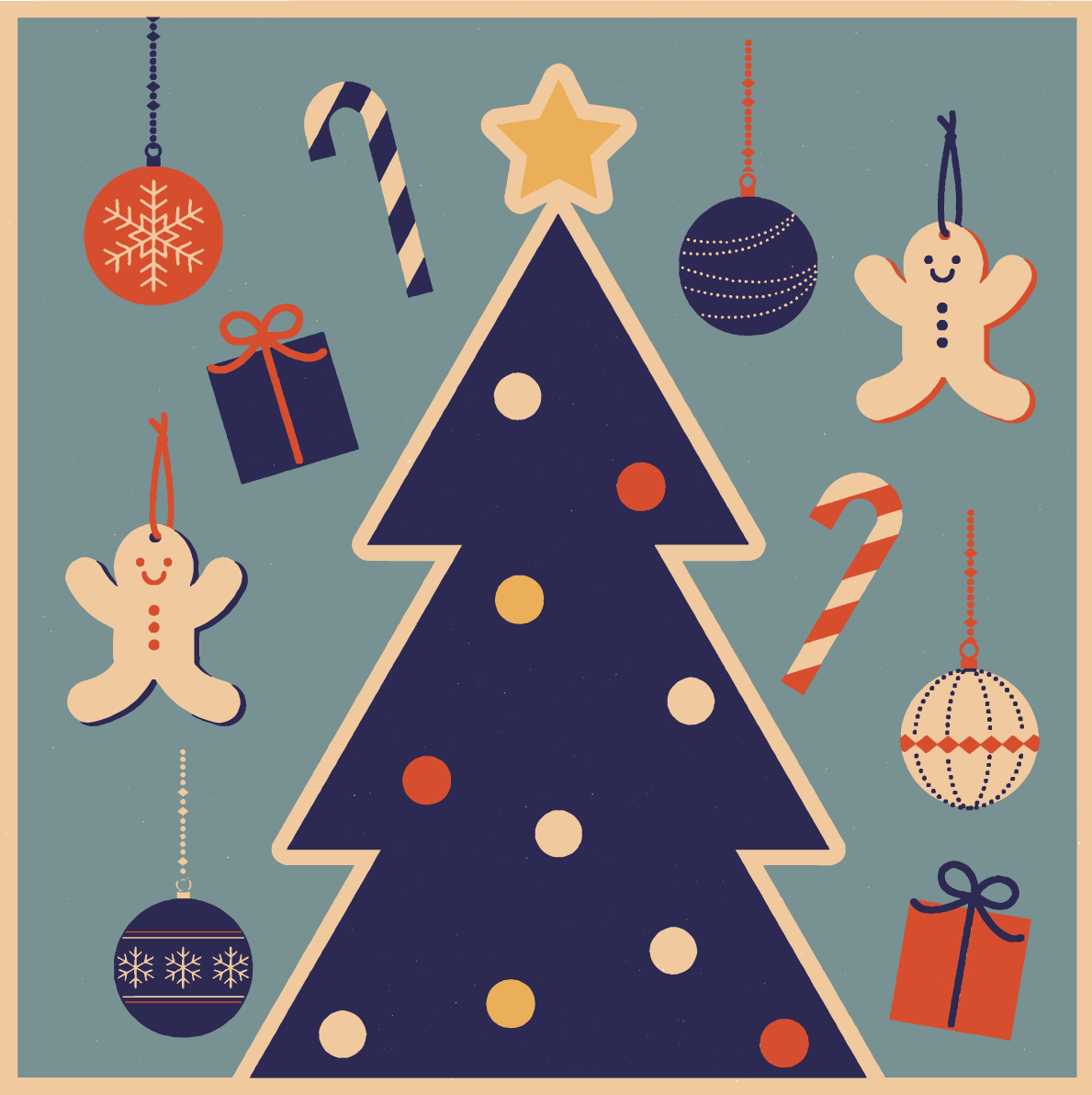 ヴィンテージ レトロ クリスマス イラスト無料 フリー90413に写真・文字を入れる