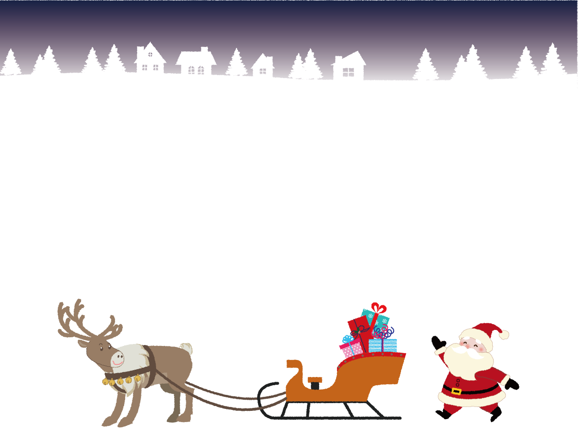 クリスマス フレーム枠 イラスト サンタクロース ソリ トナカイ プレゼント 無料 フリー90432に写真・文字を入れる
