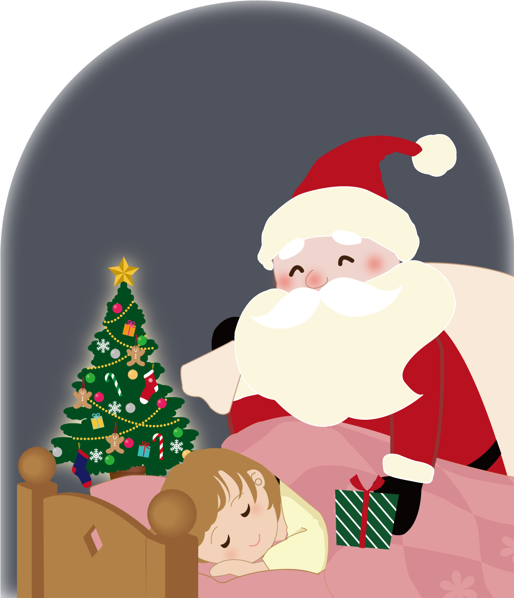 クリスマス プレゼントを届けるサンタクロース イラスト無料 フリー90435に写真・文字を入れる