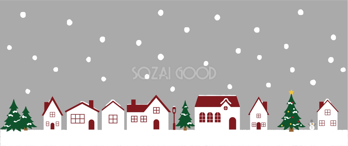 クリスマス 雪降る街並み 背景 イラスト無料 フリー90441