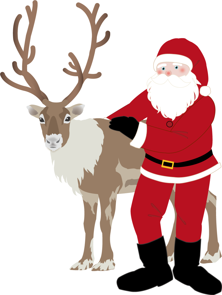 サンタクロース トナカイ おしゃれ クリスマス イラスト無料 フリー90448に写真・文字を入れる