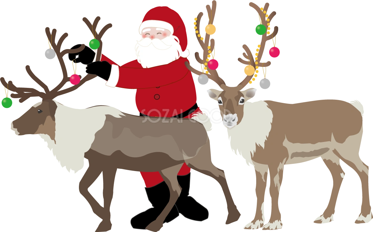 サンタクロース トナカイ おしゃれ クリスマス イラスト無料 フリー90450