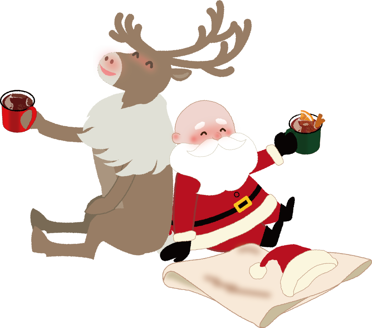 サンタクロース トナカイ かわいい クリスマス イラスト無料 フリー90453に写真・文字を入れる