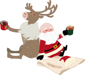 サンタクロース トナカイ かわいい クリスマス イラスト無料 フリー90453