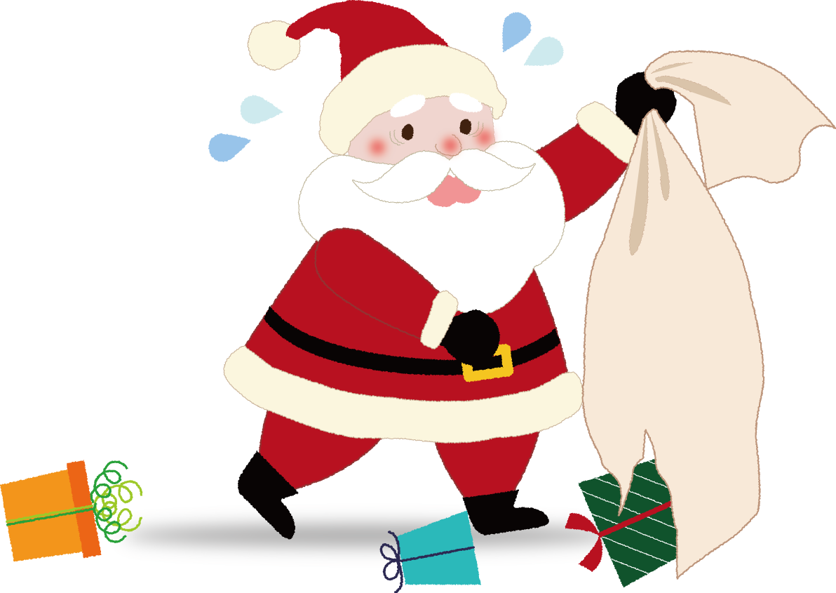 サンタクロース 袋やぶれる クリスマス イラスト無料 フリー90456に写真・文字を入れる