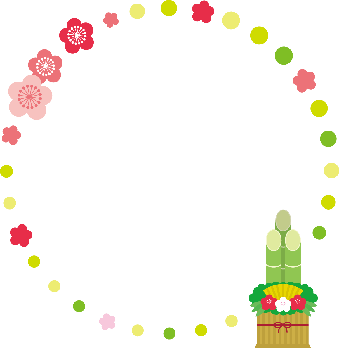 門松 梅の花 フレーム枠 イラスト無料 フリー90462に写真・文字を入れる