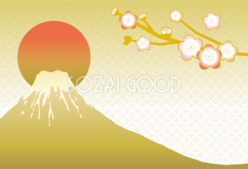富士山 梅の花 和風 背景 イラスト無料 フリー90471
