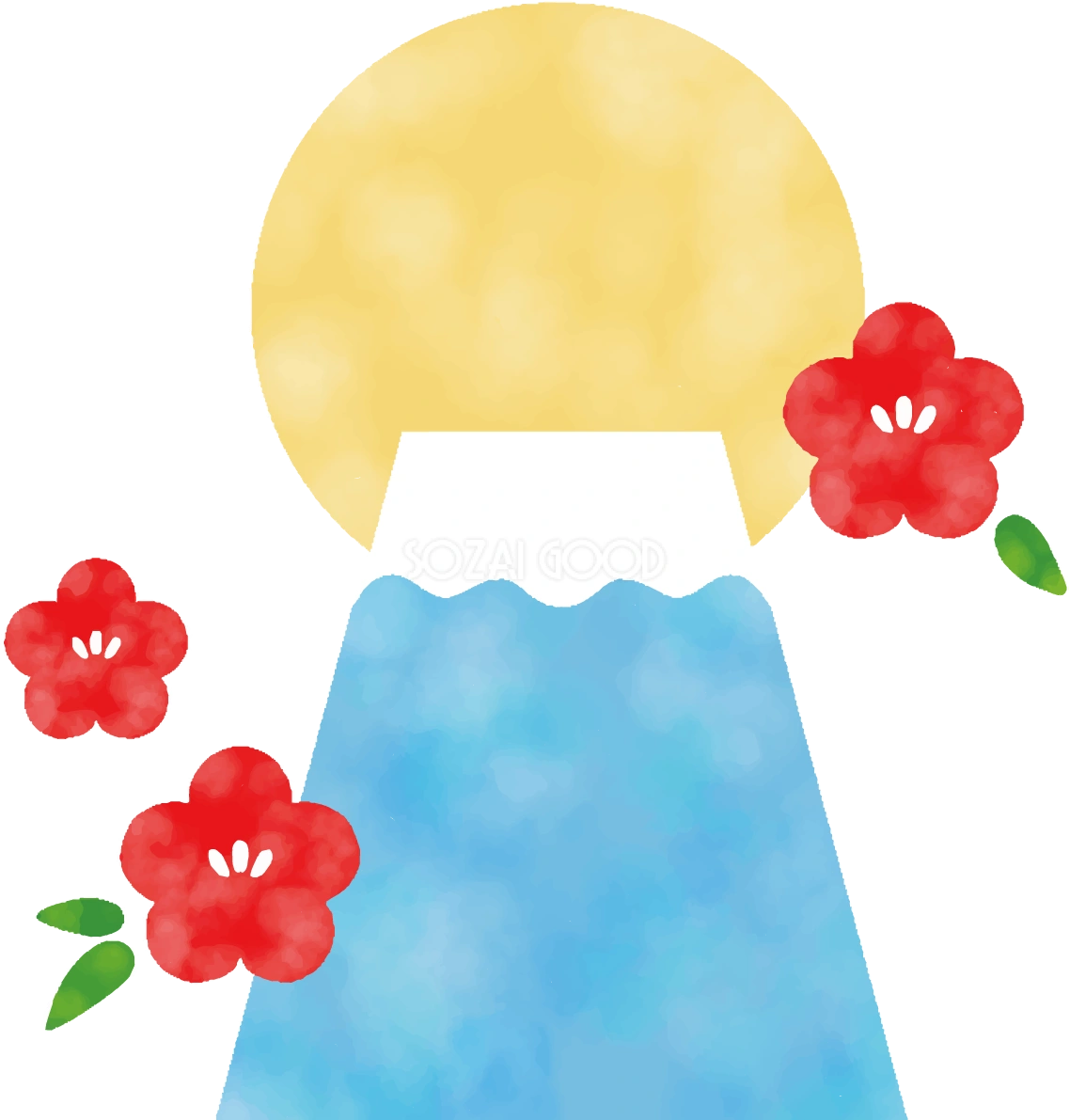 富士山 梅の花 かわいい イラスト無料 フリー90480