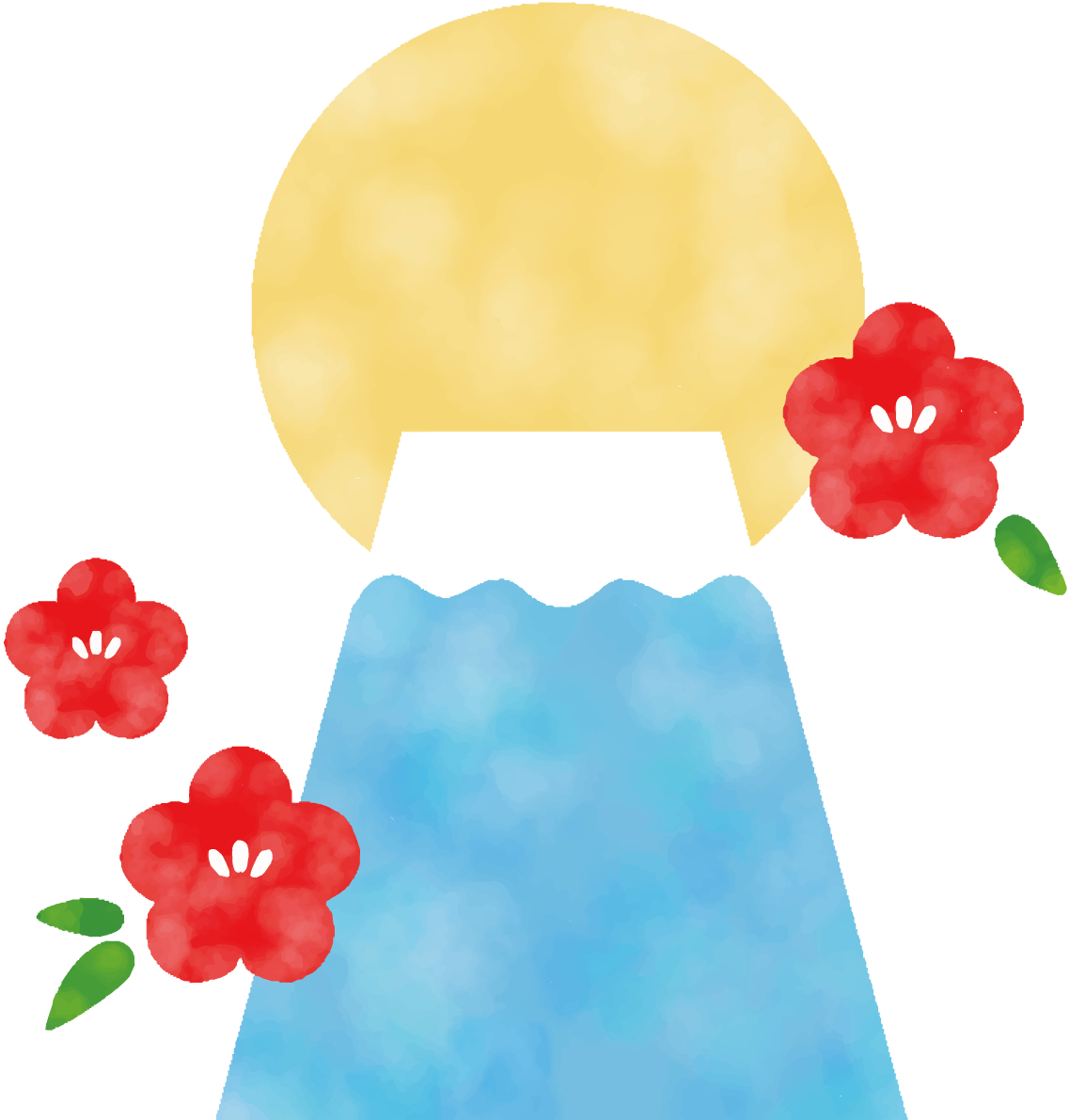 富士山 梅の花 かわいい イラスト無料 フリー90480に写真・文字を入れる