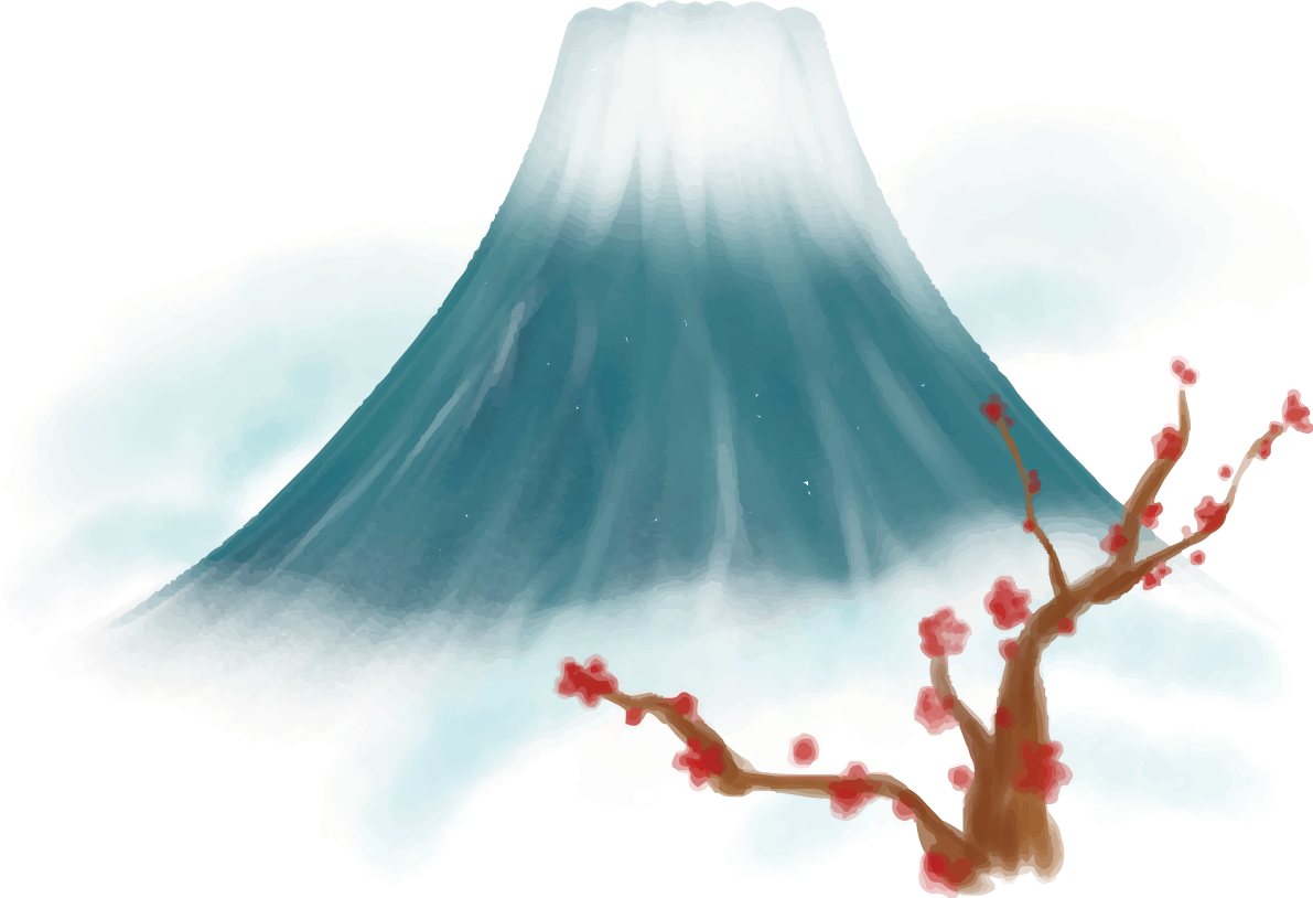 富士山 梅の花 おしゃれ イラスト無料 フリー90489に写真・文字を入れる