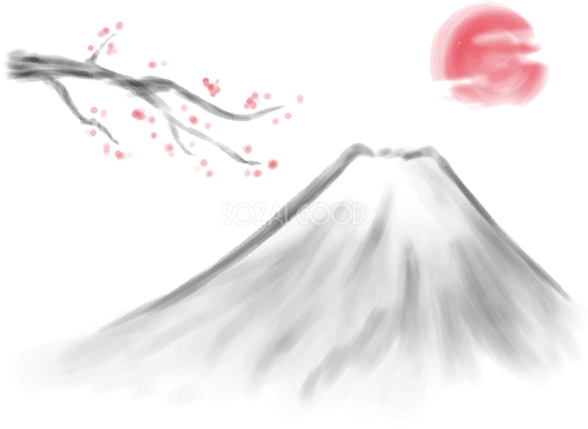 富士山 梅の花 かっこいい イラスト無料 フリー90495
