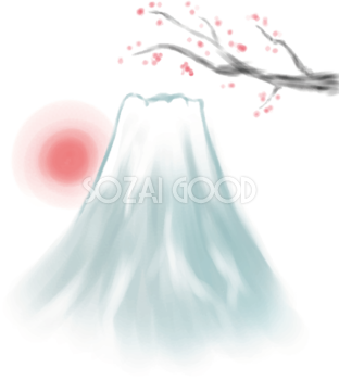 富士山 梅の花 かっこいい イラスト無料 フリー90496