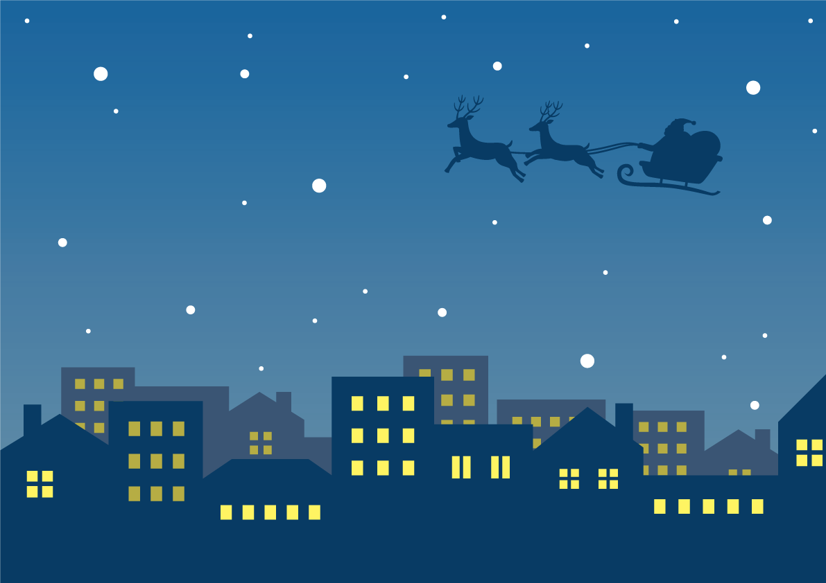 クリスマス 街並み 背景 イラスト無料 フリー90541に写真・文字を入れる