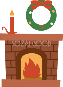 クリスマス 暖炉 かわいい イラスト無料 フリー90544