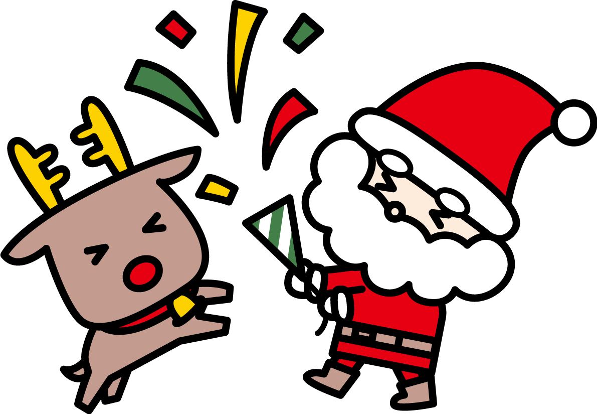 サンタクロース トナカイ クラッカー かわいい イラスト無料 フリー90553に写真・文字を入れる