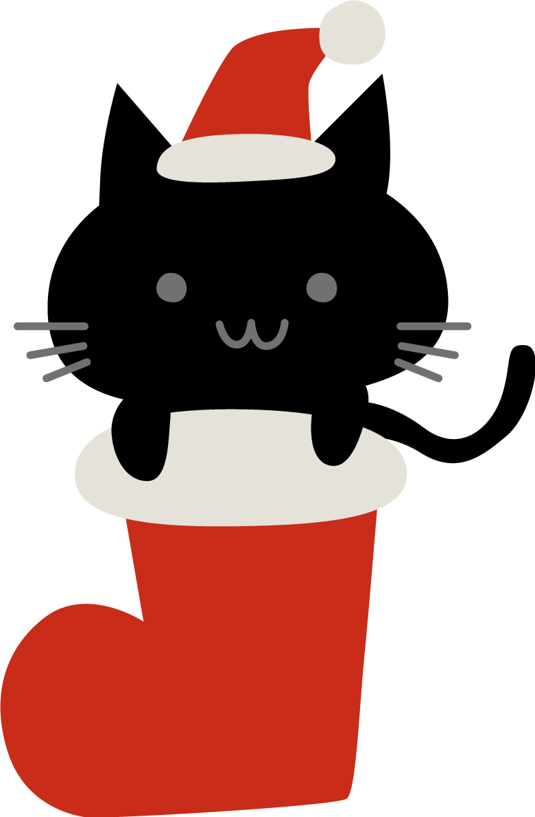猫 ねこ クリスマス ブーツ イラスト無料 フリー90557に写真・文字を入れる