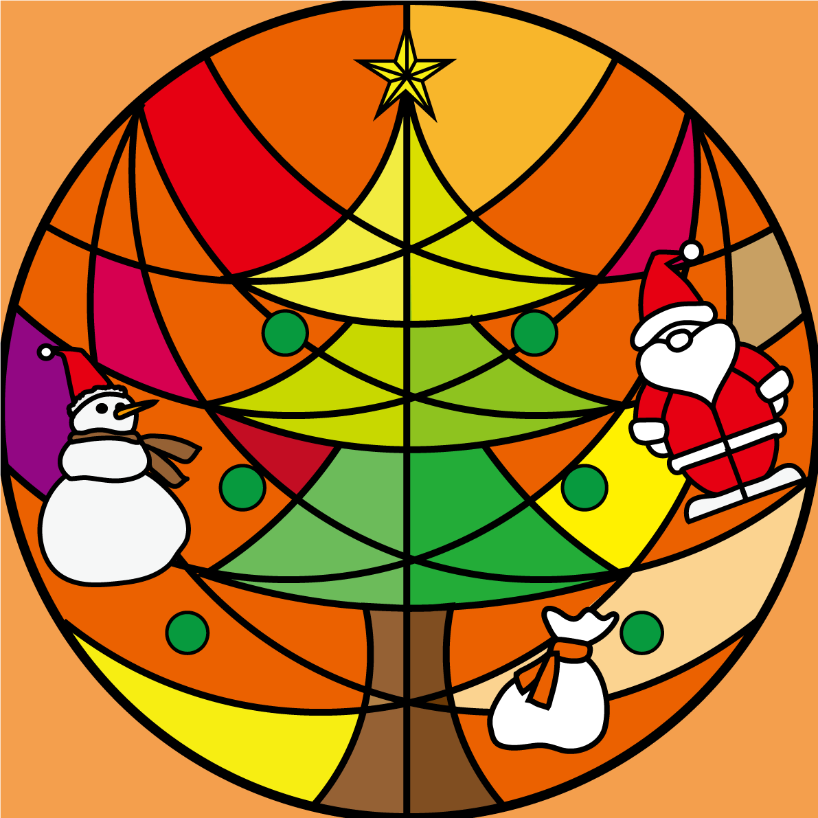 クリスマス ツリー 飾り おしゃれイラスト無料 フリー90573に写真・文字を入れる