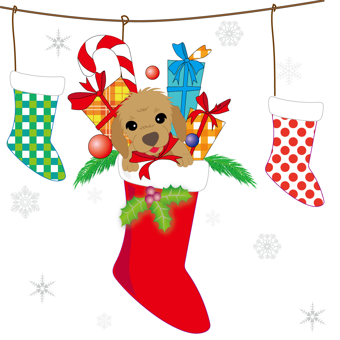 クリスマス ブーツ ダックスフンド(犬) おしゃれイラスト無料 フリー90575に写真・文字を入れる