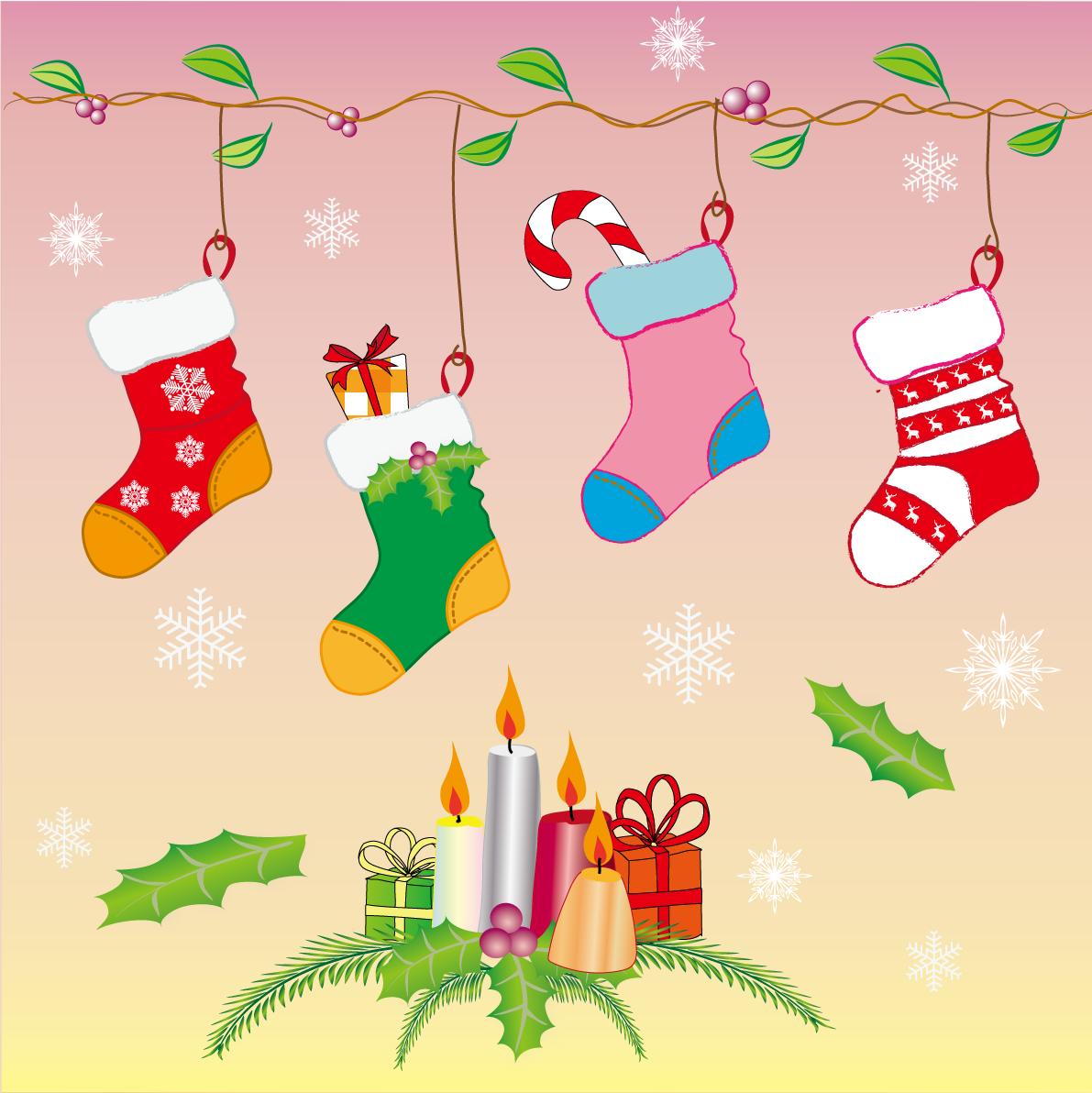 クリスマス ブーツ おしゃれイラスト無料 フリー90576に写真・文字を入れる