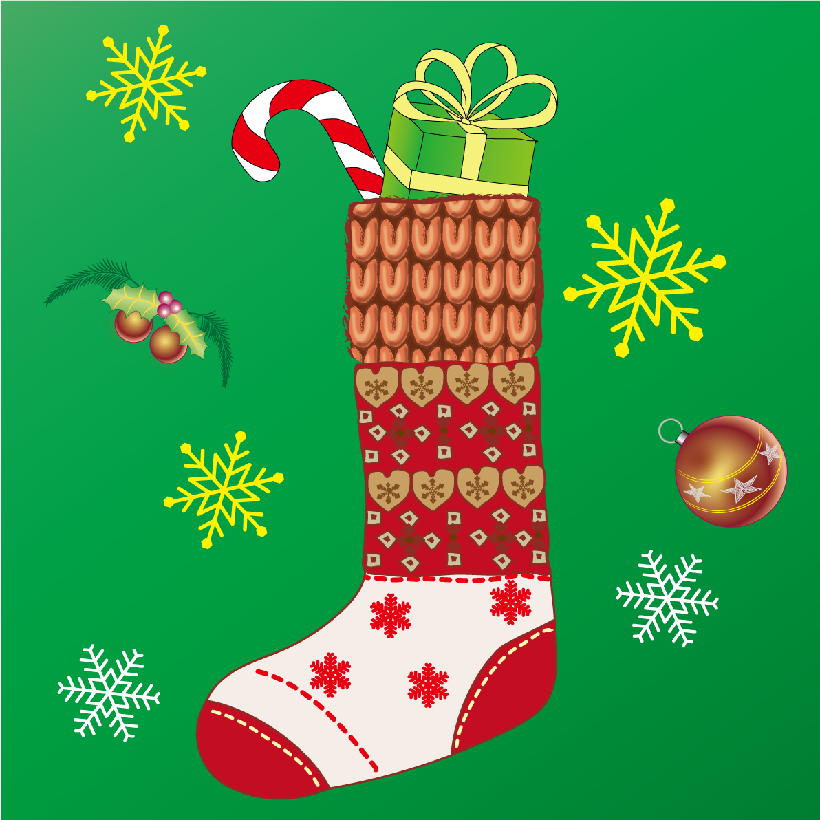 クリスマス ブーツ おしゃれイラスト無料 フリー90577に写真・文字を入れる